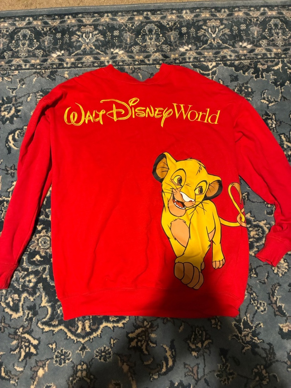 Disney Red Crewneck Sweatshirt with Logo Tag
